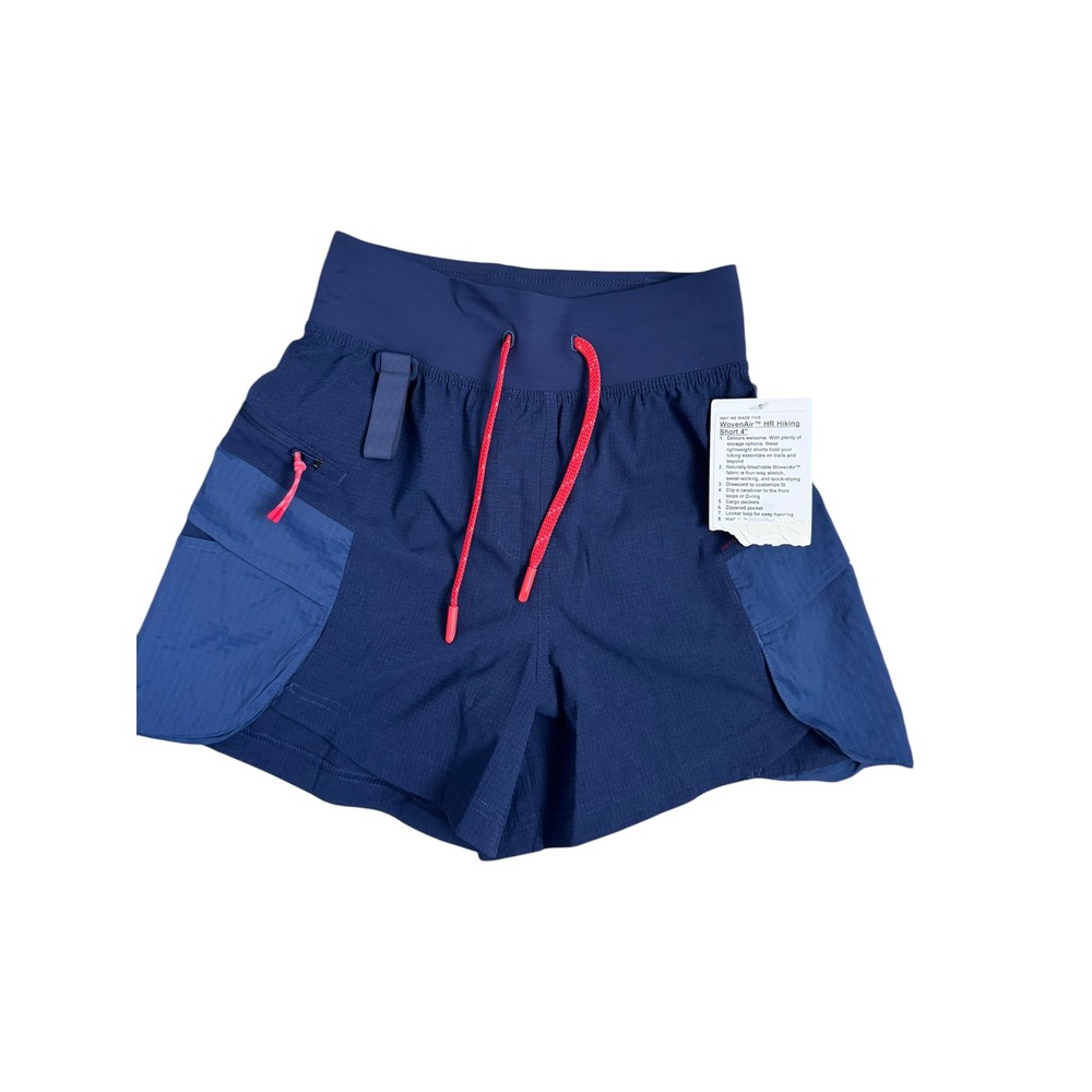 lululemon athletica Navy Blue Athletic Shorts with Pink Drawstrings